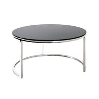 COUCHTISCH Sicherheitsglas 80/80/42 cm rund Schwarz, Edelstahlfarben  - Edelstahlfarben/Schwarz, Natur, Glas/Metall (80/80/42cm)