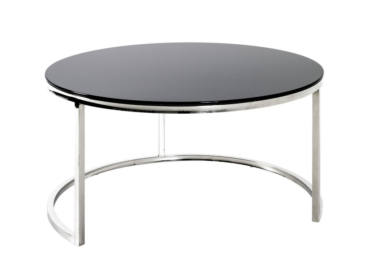 COUCHTISCH Sicherheitsglas 80/80/42 cm rund Schwarz, Edelstahlfarben  - Edelstahlfarben/Schwarz, Natur, Glas/Metall (80/80/42cm)