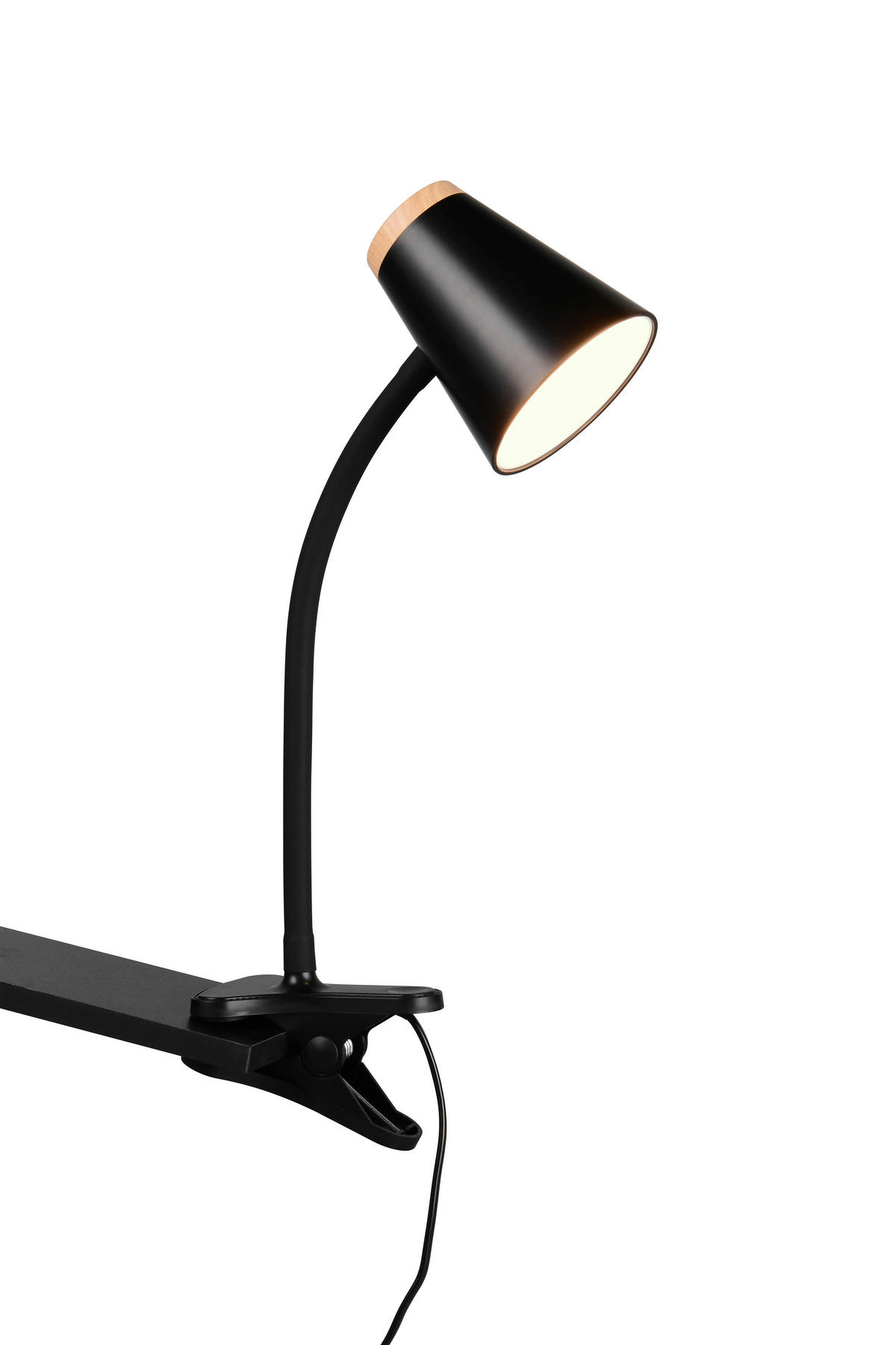 LED-KLEMMLEUCHTE - Schwarz/Braun, Basics, Kunststoff/Metall (33/9,5/32cm)