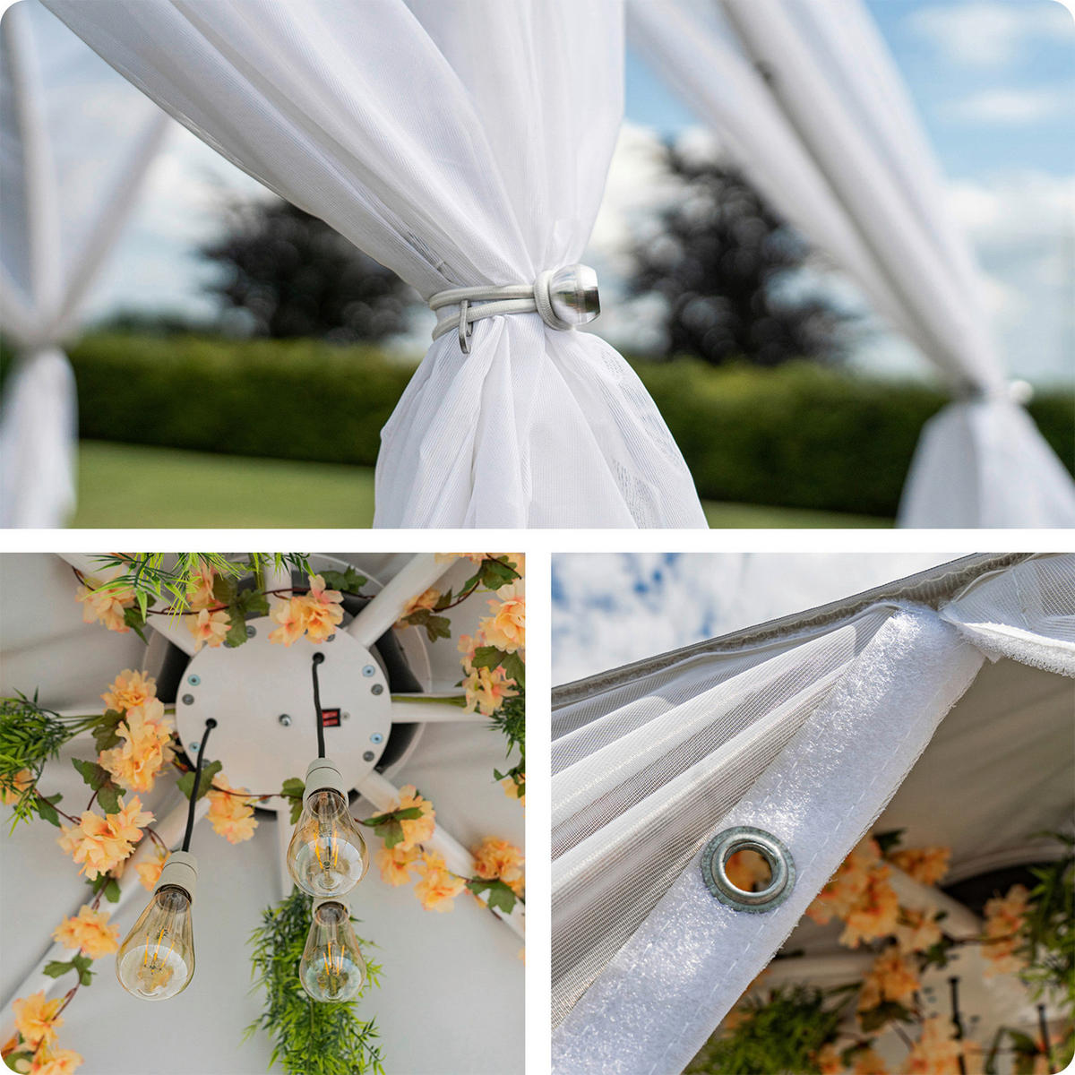 PAVILLON 303/230/303 cm Aluminium  - Silberfarben/Weiß, Basics, Textil/Metall (303/230/303cm)