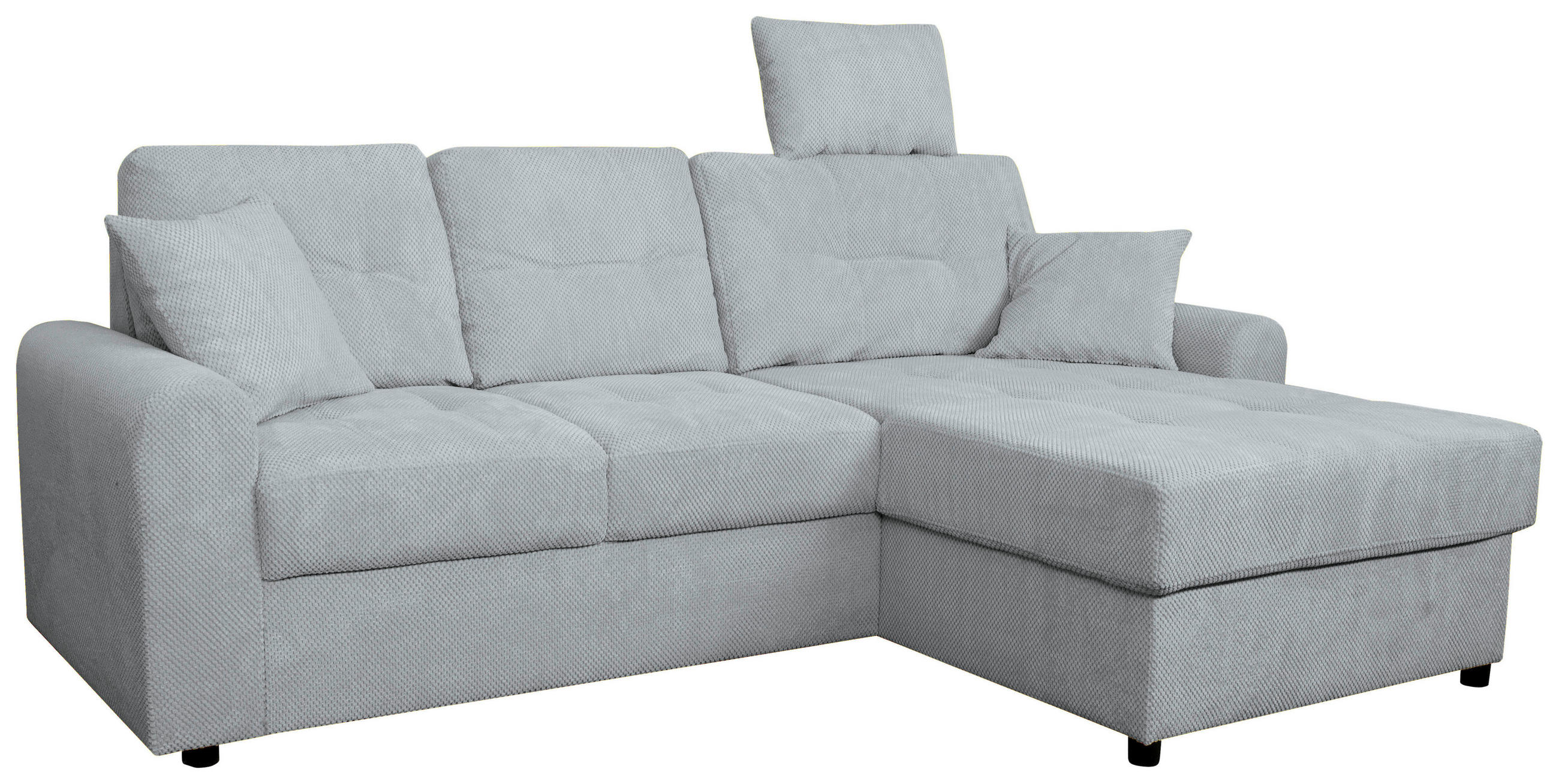 ECKSOFA Hellgrau Chenille  - Hellgrau/Schwarz, KONVENTIONELL, Kunststoff/Textil (232/153cm) - Carryhome