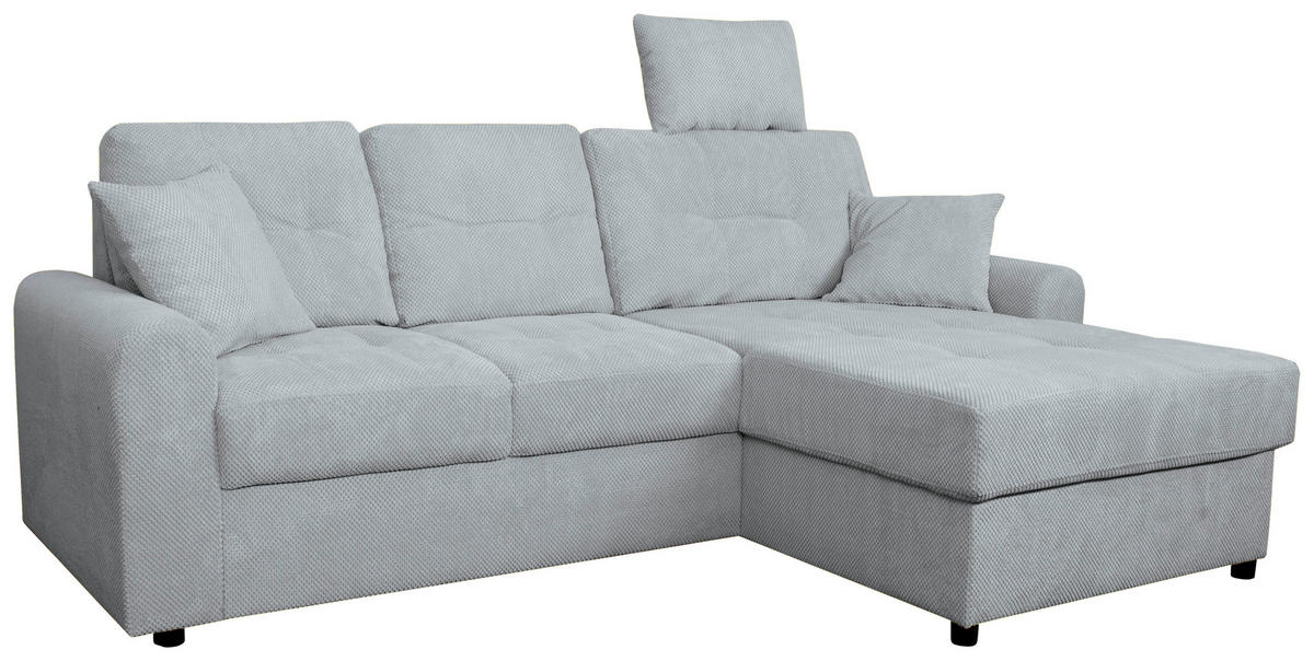 ECKSOFA Hellgrau Chenille  - Hellgrau/Schwarz, KONVENTIONELL, Kunststoff/Textil (232/153cm) - Carryhome