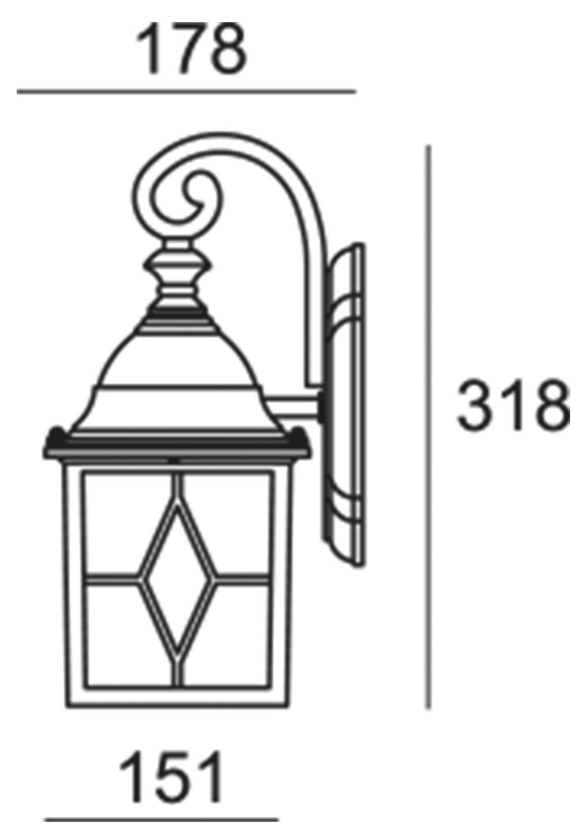 AUSSENWANDLEUCHTE - Schwarz, Lifestyle, Glas/Metall (18/15/32cm)