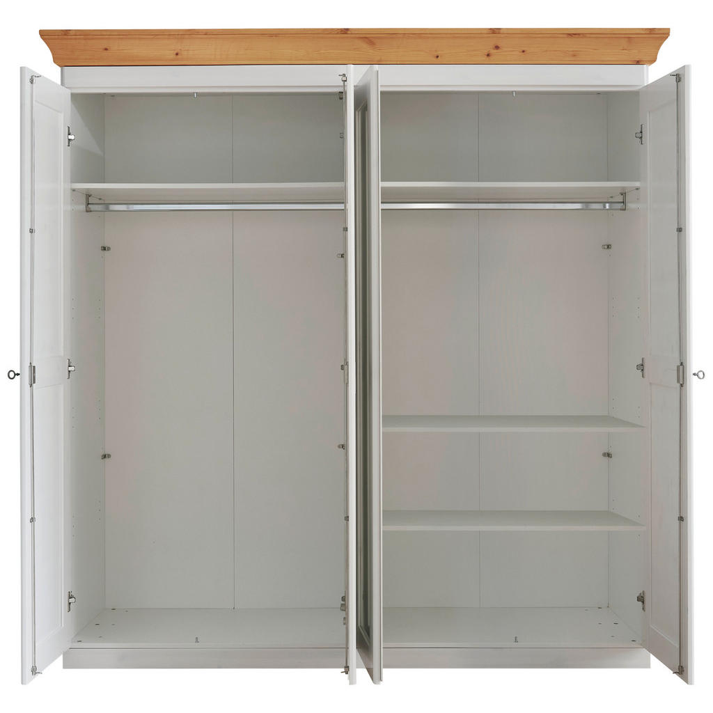Thumbnail - Boxxx Drehtürenschrank, Weiß, Laugenfarbig, Holz, Kiefer, massiv, 4 Fächer, 205x210x64 cm, Beimöbel erhältlich, in versc...
