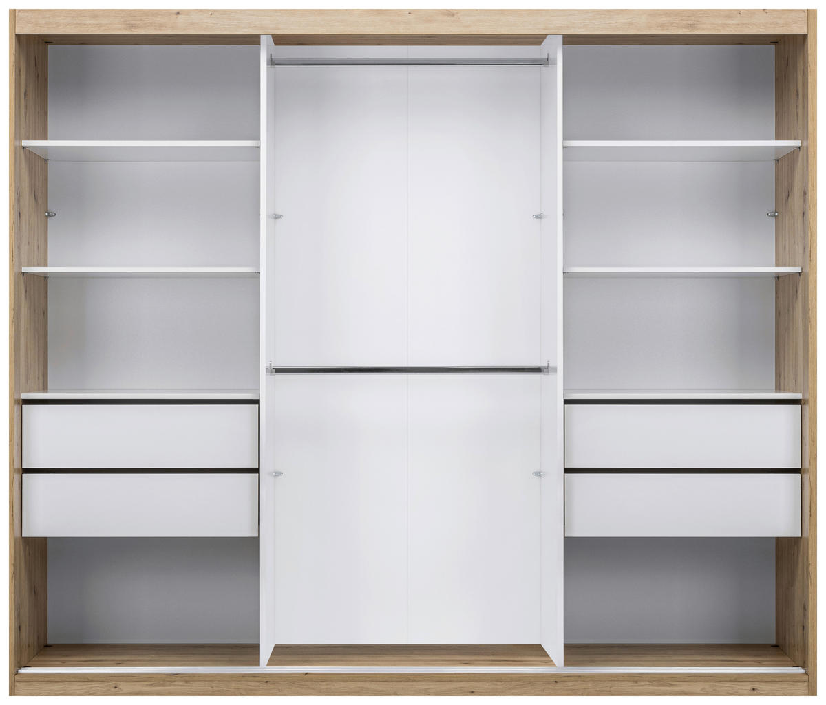 SCHIEBETÜRENSCHRANK 250/215/59,5 cm 3-türig  - Schwarz/Weiß, MODERN, Holzwerkstoff/Metall (250/215/59,5cm) - MID.YOU