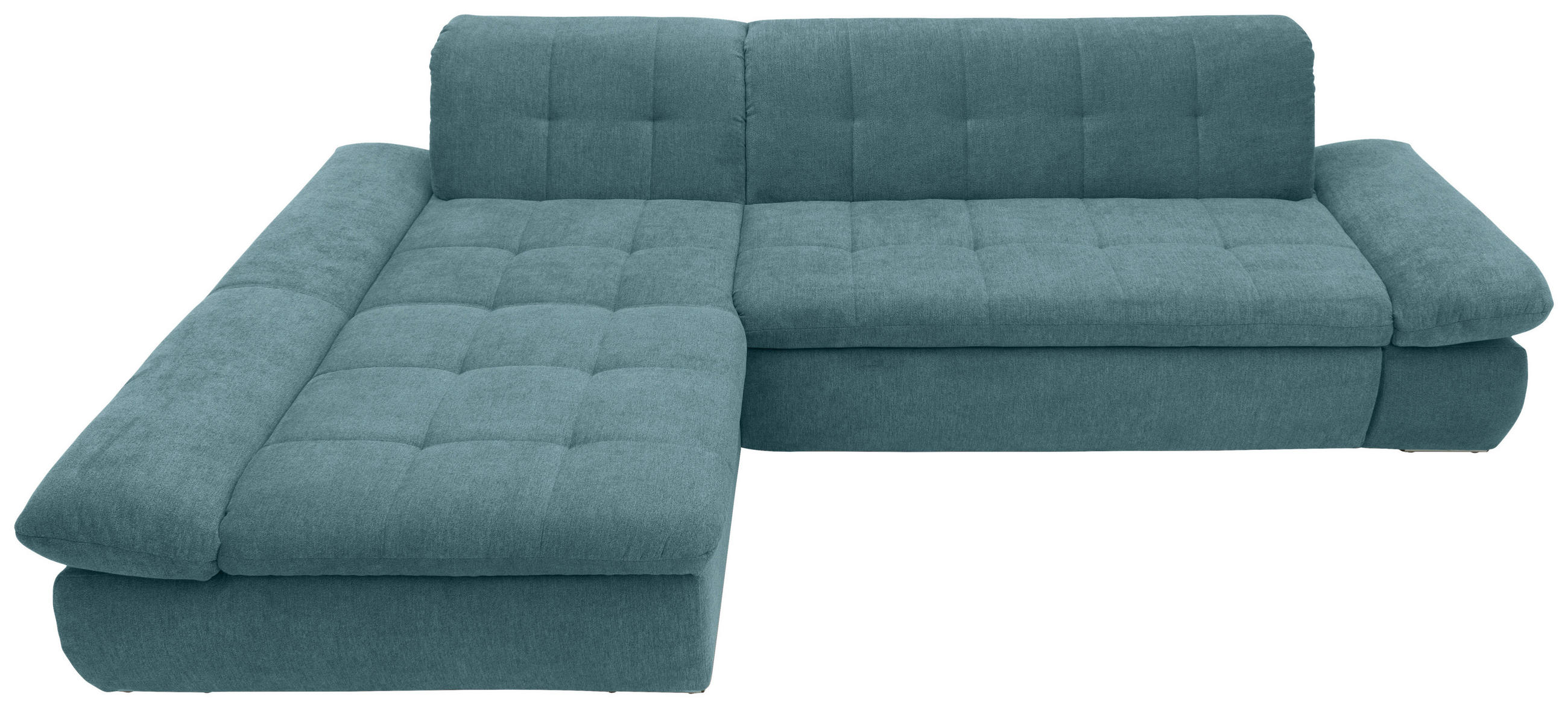 ECKSOFA Petrol Mikrofaser - Chromfarben/Petrol, KONVENTIONELL, Textil/Metall (172/300cm) - MID.YOU