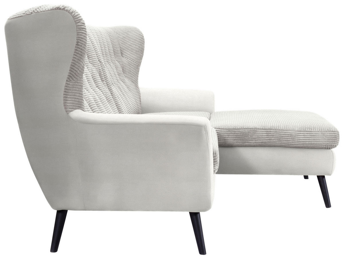 ECKSOFA in Cord Creme  - Creme/Schwarz, Design, Holz/Textil (237/165cm) - Stylife