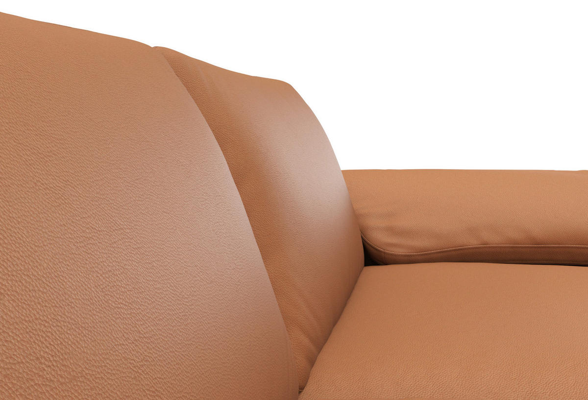 ECKSOFA Cognac Echtleder  - Cognac/Schwarz, Design, Leder/Metall (225/279cm) - Livetastic