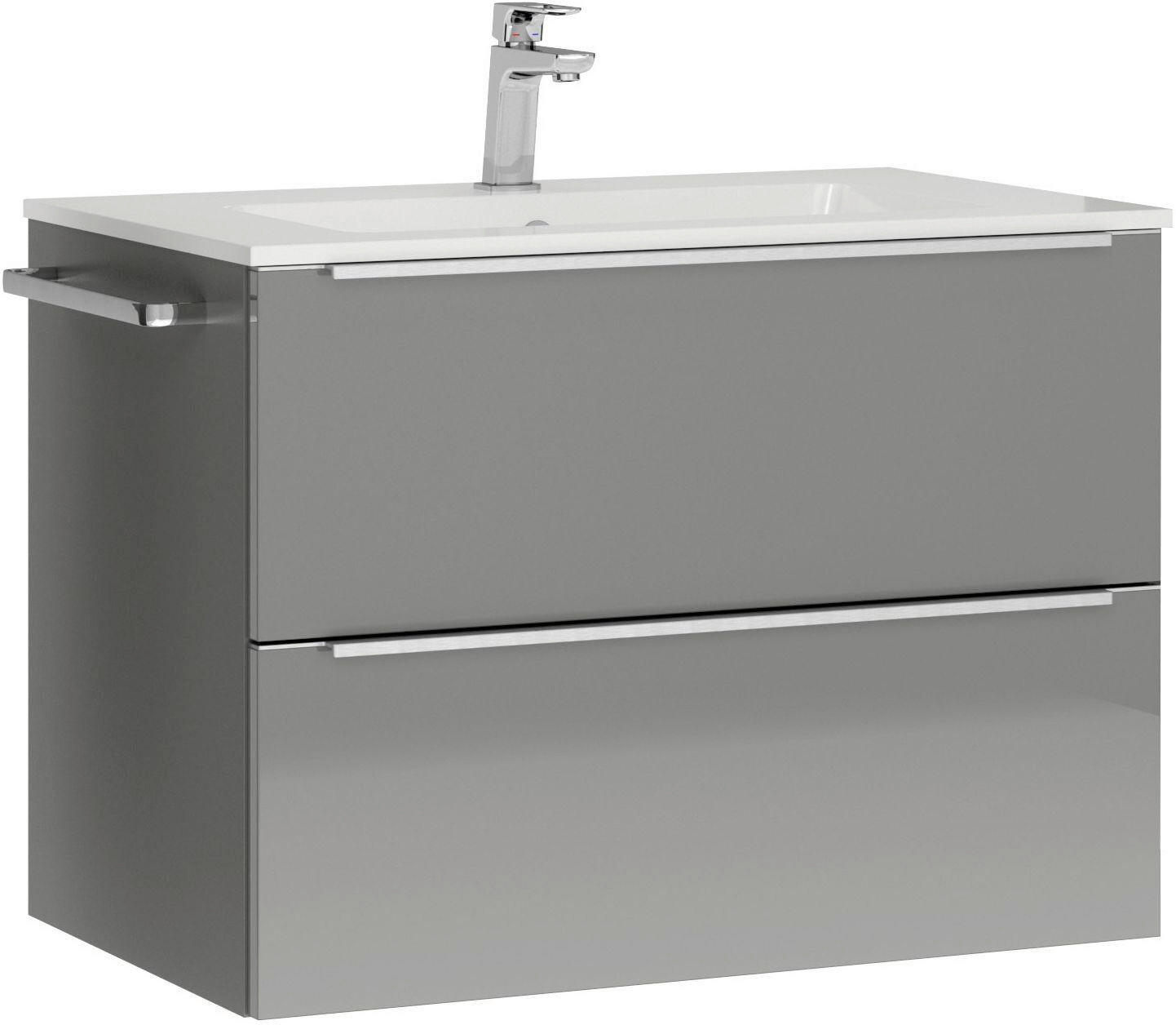WASCHTISCHKOMBI 81 cm  - Schieferfarben/Edelstahlfarben, MODERN, Holzwerkstoff/Stein (81cm) - Nobilia