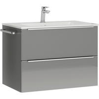 WASCHTISCHKOMBI 81 cm  - Schieferfarben/Edelstahlfarben, MODERN, Holzwerkstoff/Stein (81cm) - Nobilia