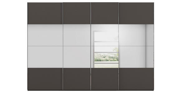 SCHWEBETÜRENSCHRANK  in Graphitfarben  - Chromfarben/Graphitfarben, Design, Glas/Holzwerkstoff (316/235/68cm) - Novel