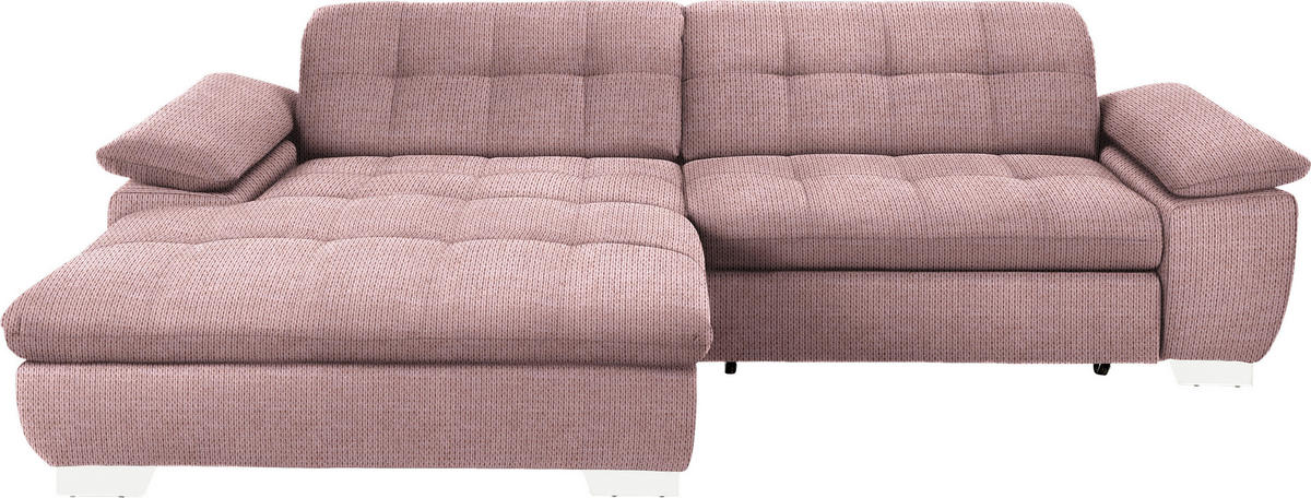 ECKSOFA in Mikrofaser Altrosa  - Chromfarben/Altrosa, Design, Textil/Metall (180/265cm) - Carryhome