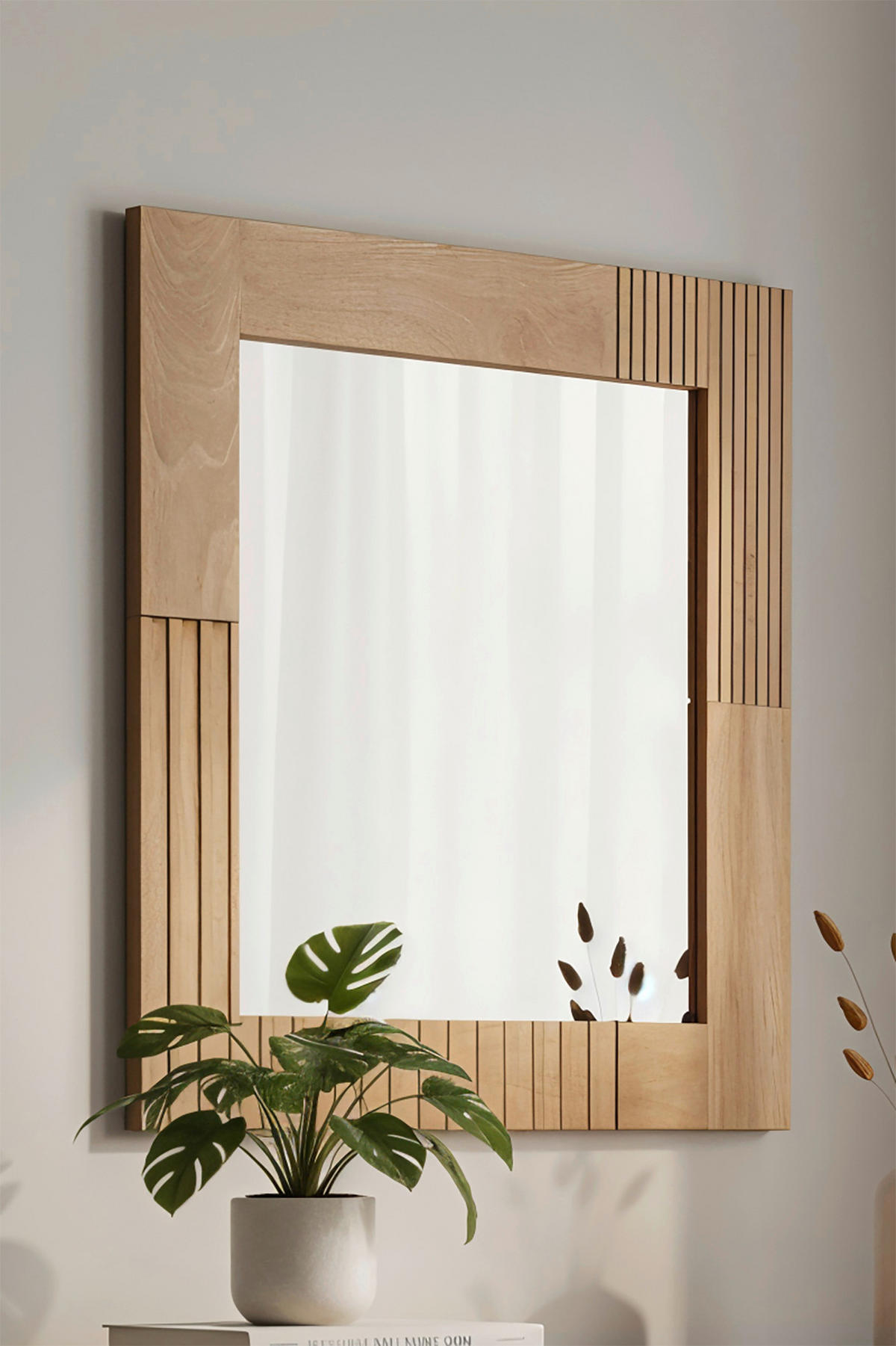 SPIEGEL 68/79/3 cm    in quadratisch  - Naturfarben, Design, Glas/Holz (68/79/3cm) - MID.YOU