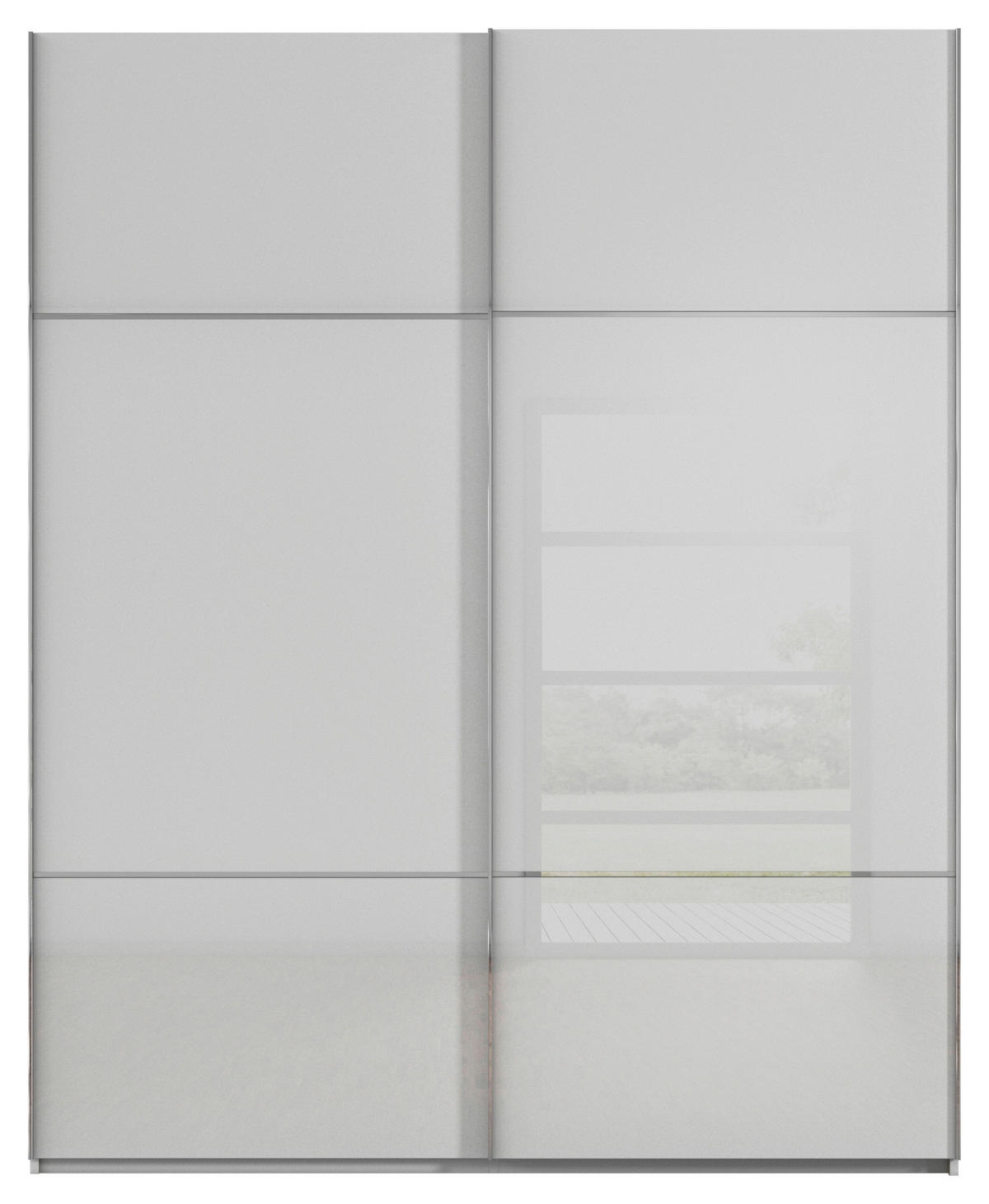 SCHWEBETÜRENSCHRANK in Grau  - Chromfarben/Grau, Konventionell, Glas/Holzwerkstoff (181/223/67cm) - Novel