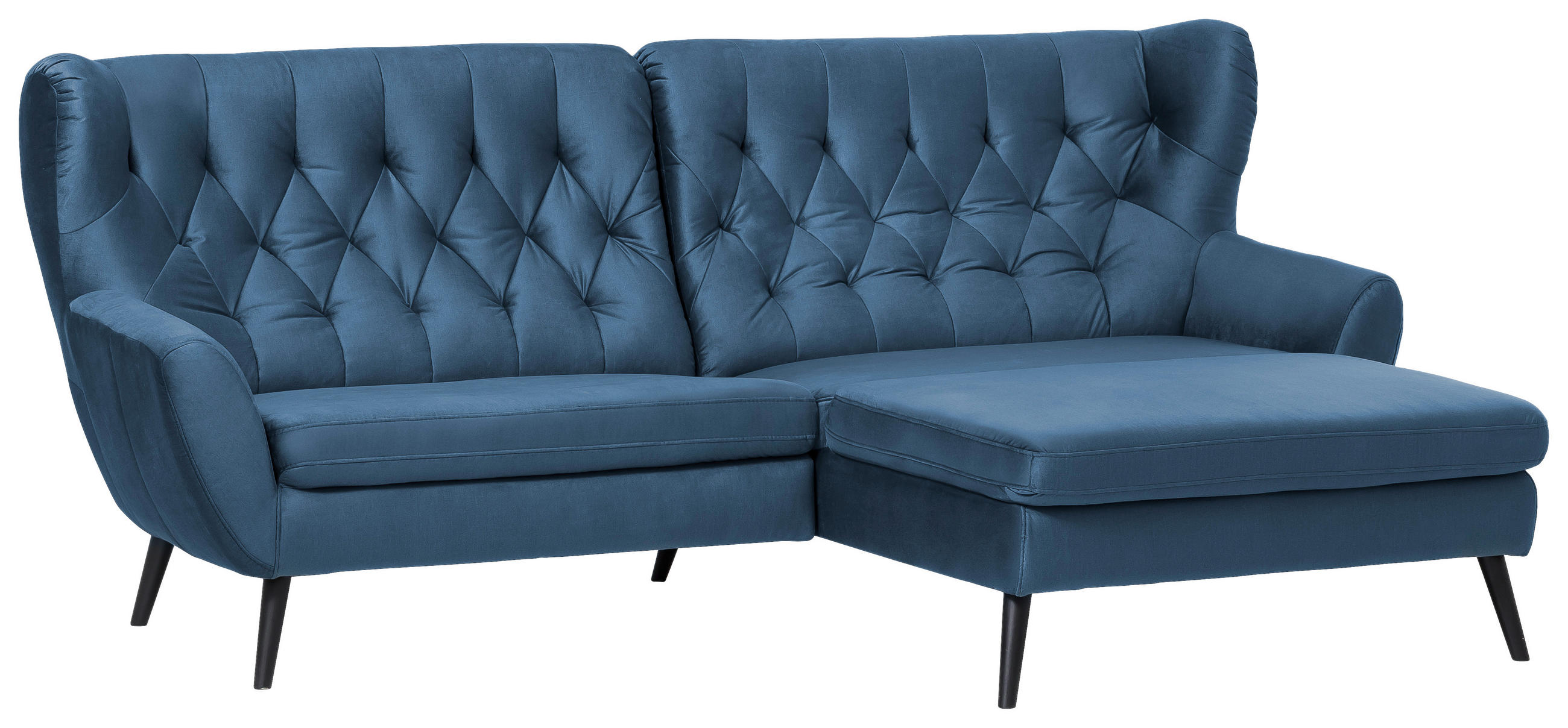 ECKSOFA Dunkelblau Mikrofaser  - Schwarz/Dunkelblau, Design, Holz/Textil (237/165cm) - Stylife