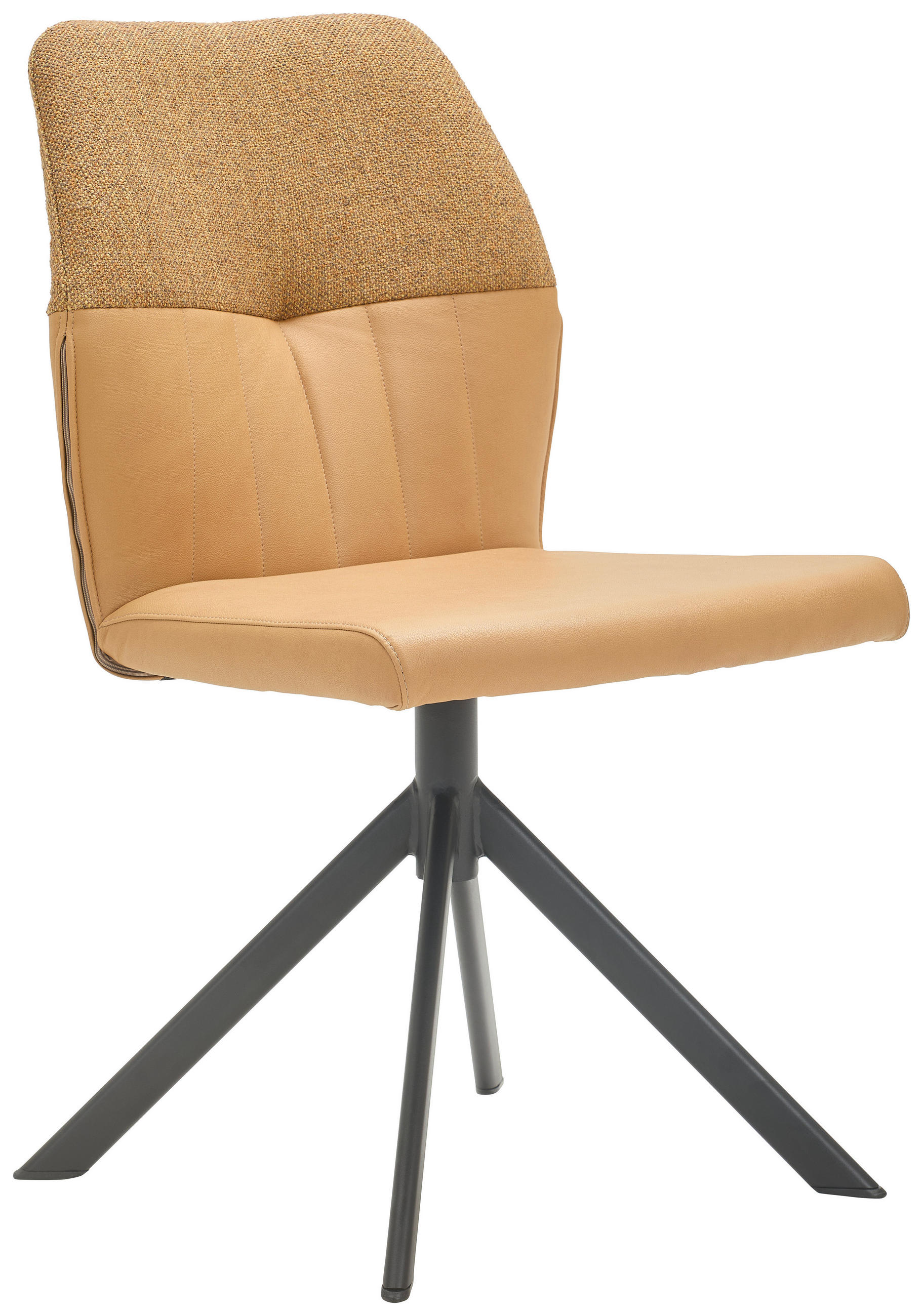 STUHL  in Lederlook, Webstoff Textil  - Currygelb/Schwarz, KONVENTIONELL, Textil/Metall (49,5/87/62,5cm) - Valdera