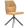 STUHL  in Lederlook, Webstoff  - Currygelb/Schwarz, Konventionell, Textil/Metall (49,5/87/62,5cm) - Valdera