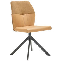 STUHL  in Lederlook, Webstoff  - Currygelb/Schwarz, Konventionell, Textil/Metall (49,5/87/62,5cm) - Valdera