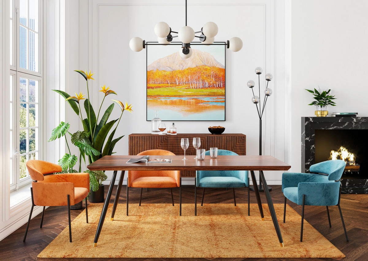 ARMLEHNSTUHL  in Stahl Samt  - Schwarz/Orange, Design, Textil/Metall (54/78/61cm) - Kare-Design