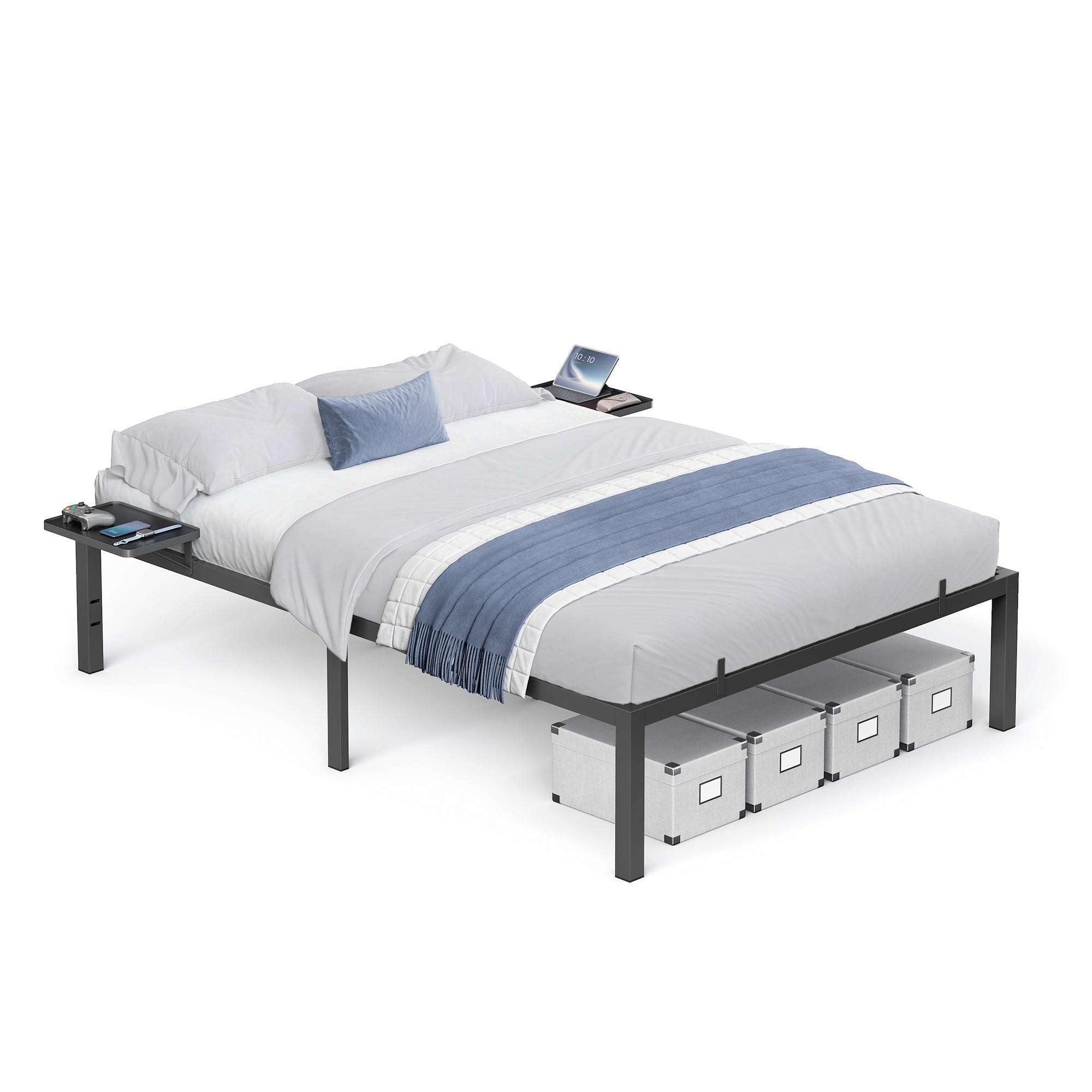 KOVOVÁ POSTEL, 140/200 cm černá - černá, Basics, kov (140/200cm) - Boxxx