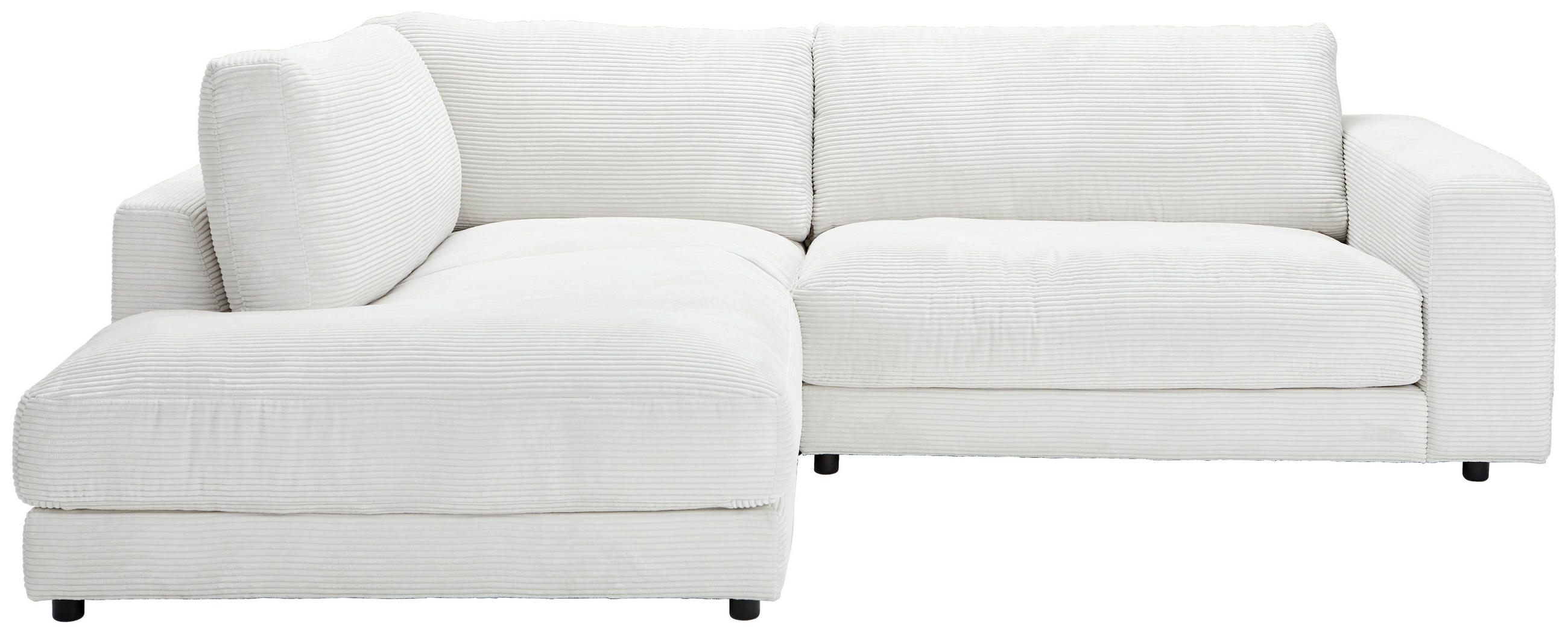 ECKSOFA  in Cord Weiß Rückenkissen, Rücken echt  224/265 cm  - Schwarz/Weiß, Design, Kunststoff/Textil (224/265cm) - Hom`in