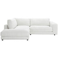 ECKSOFA  in Cord Weiß Rückenkissen, Rücken echt  224/265 cm  - Schwarz/Weiß, Design, Kunststoff/Textil (224/265cm) - Hom`in