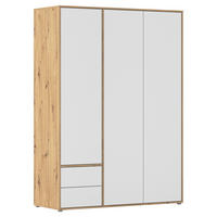 DREHTÜRENSCHRANK 140/194/53 cm 3-türig Weiß, Eiche Artisan  - Weiß/Eiche Artisan, MODERN, Holzwerkstoff (140/194/53cm) - Rauch Möbel