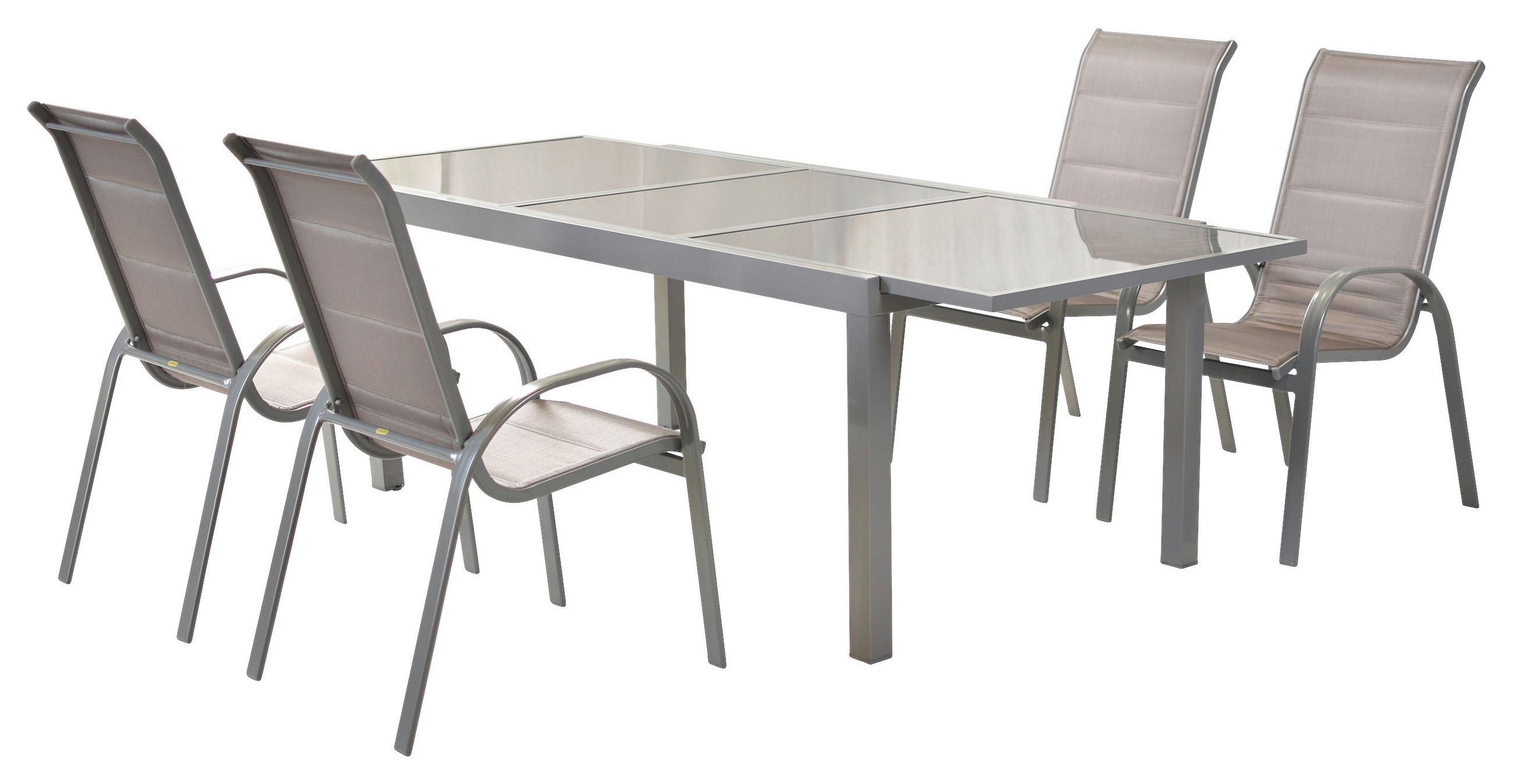 GARTENSET Aluminium  - Silberfarben/Braun, MODERN, Textil/Metall - Gardenson