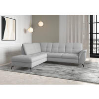 ECKSOFA in Flachgewebe Hellgrau  - Hellgrau/Schwarz, Modern, Textil/Metall (212/244cm) - Sit & More