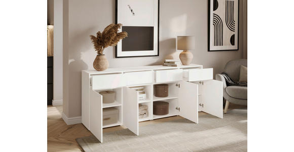 SIDEBOARD  200/79,6/39,8 cm 4 Schublade(n)  - Silberfarben/Weiß, Design, Holzwerkstoff/Kunststoff (200/79,6/39,8cm) - Xora