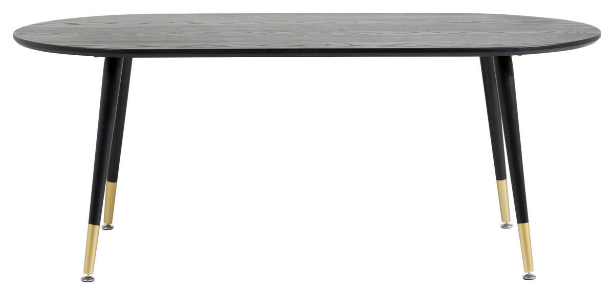 COUCHTISCH furniert 120/60/47 cm oval Schwarz, Messingfarben  - Messingfarben/Schwarz, Design, Holzwerkstoff/Metall (120/60/47cm) - Livetastic