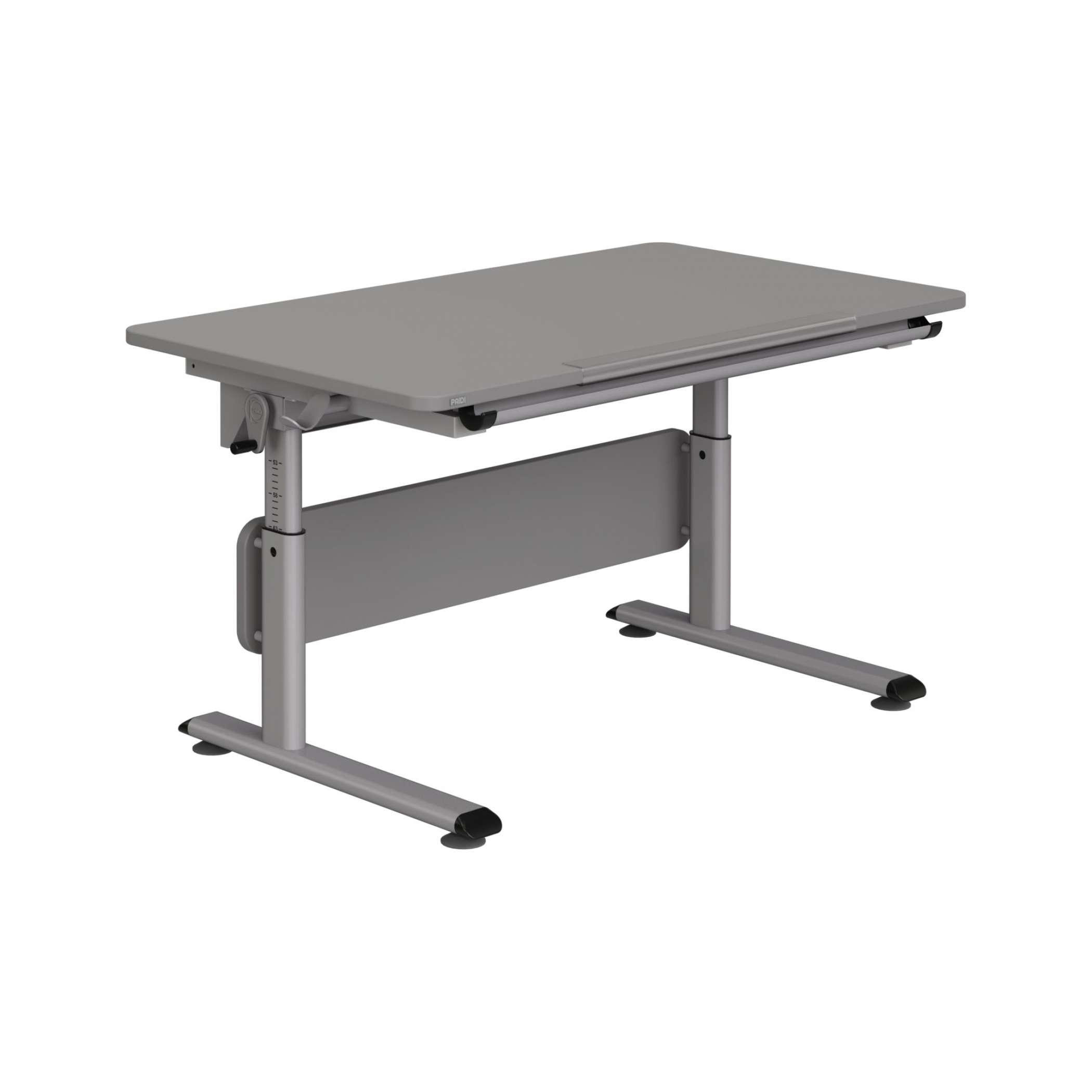 IFJÚSÁGI ÍRÓASZTAL  - ezüst/palaszürke, Basics, faalapú anyag/fém (120/70/53-79cm) - Paidi