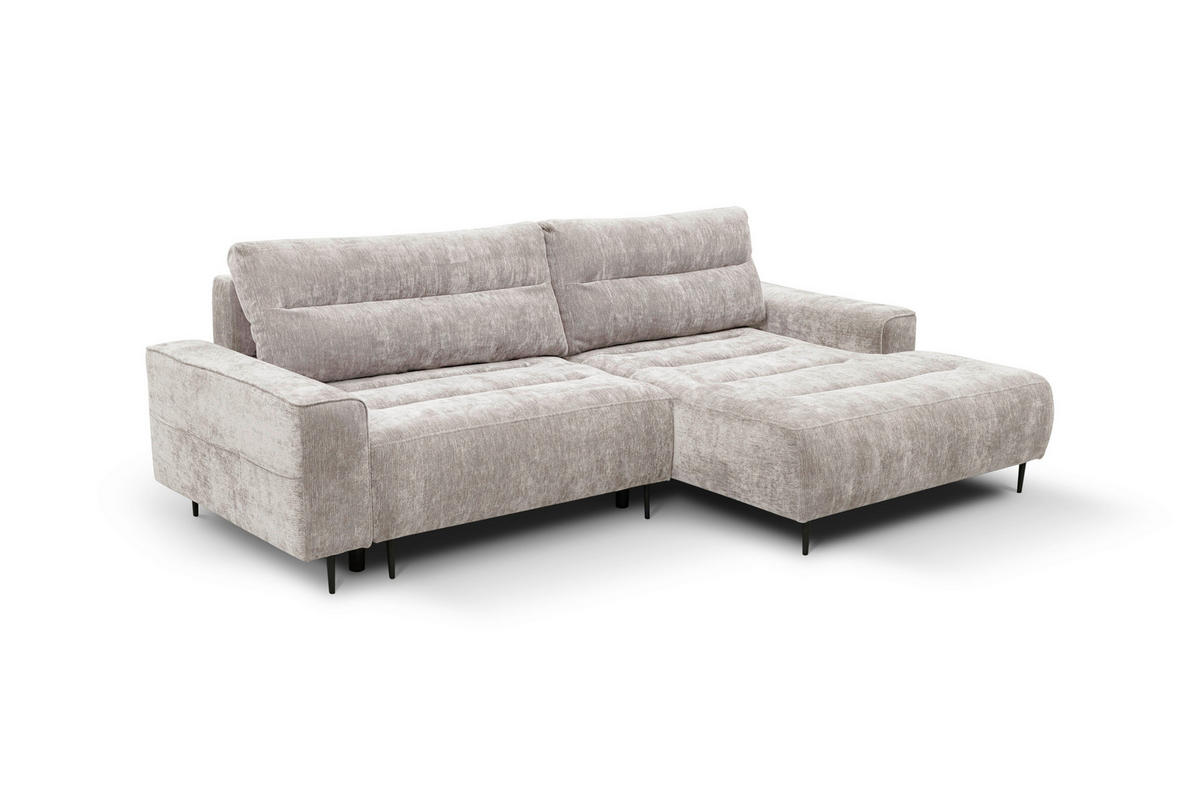 ECKSOFA Struktur Beige  - Beige/Schwarz, Design, Holz/Textil (260/160cm) - MID.YOU