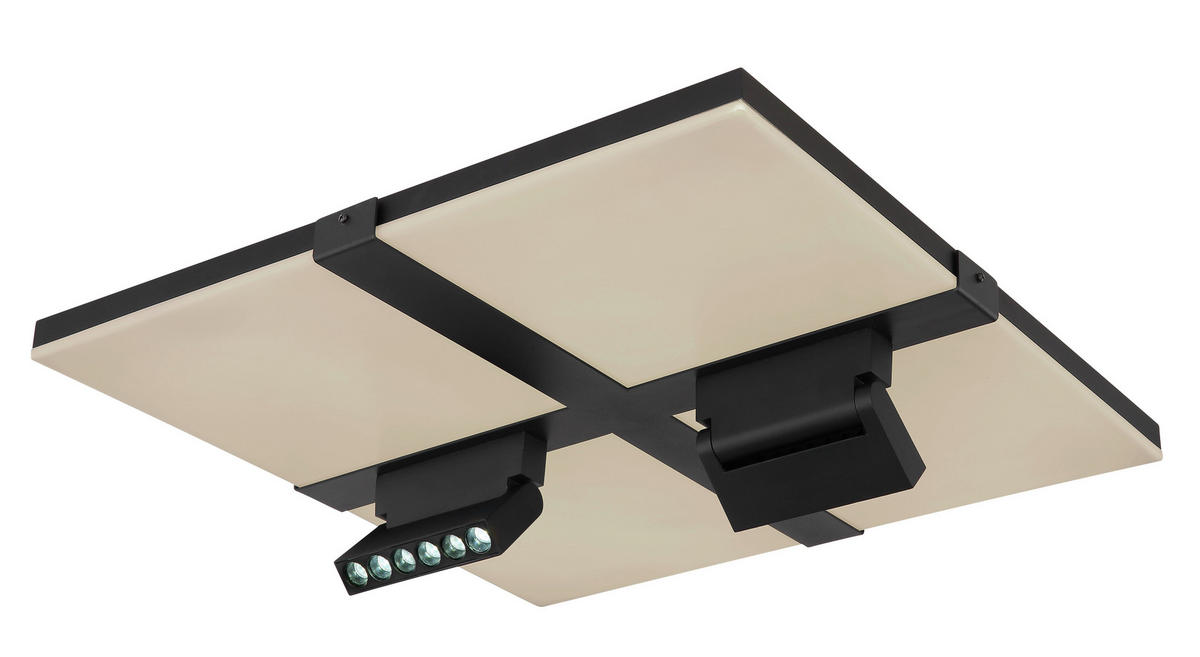 LED-DECKENLEUCHTE 45/45/16,1 cm   - Opal/Schwarz, Design, Kunststoff/Metall (45/45/16,1cm) - Globo