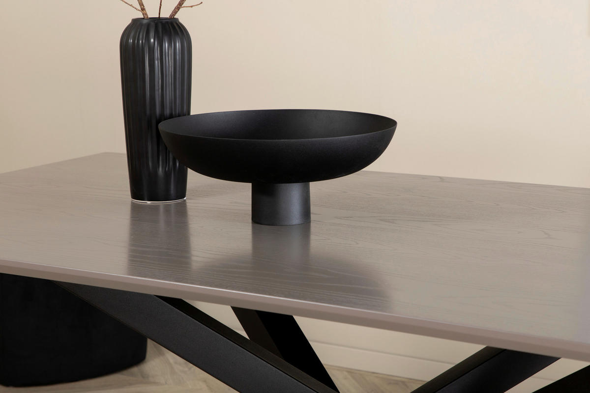 ESSTISCH furniert rechteckig Schwarz  - Schwarz, Design, Holzwerkstoff/Metall (180/90/76cm) - Livetastic