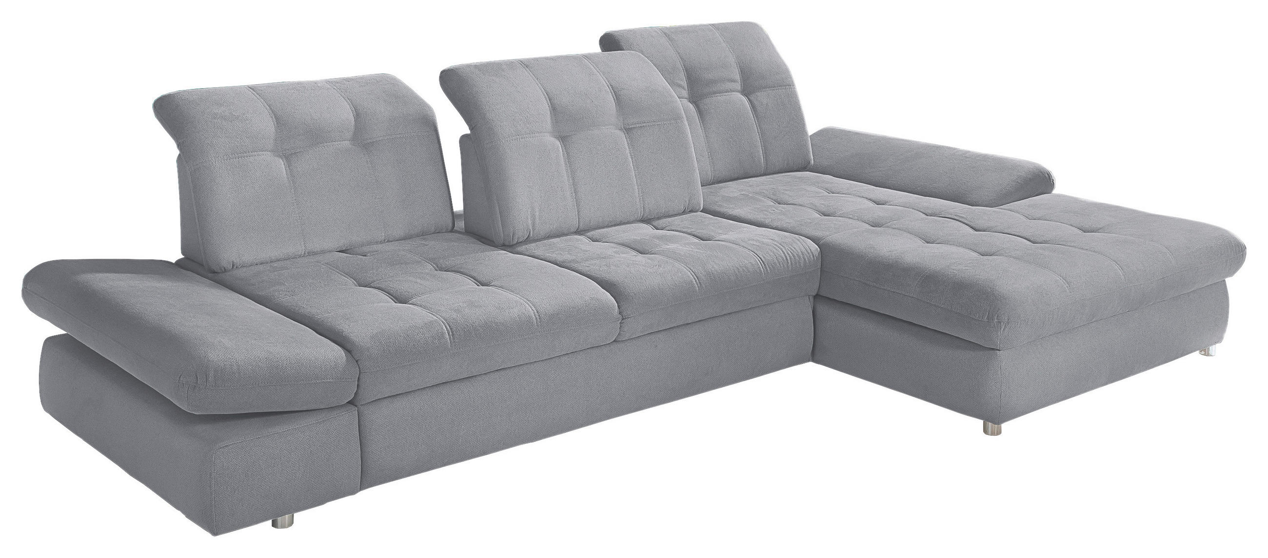 ECKSOFA Grau Mikrofaser - Chromfarben/Grau, KONVENTIONELL, Kunststoff/Textil (314/186cm) - Livetastic