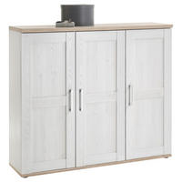SCHUHSCHRANK Weiß, Eichefarben, Lärchefarben, Eiche San Remo  - Eichefarben/Silberfarben, KONVENTIONELL, Holzwerkstoff/Kunststoff (139/120/38cm) - Xora