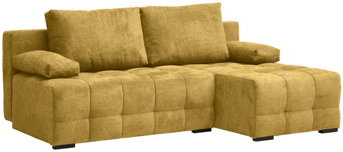 ROHOVÁ SEDAČKA, textil, hořčicově žlutá - černá/hořčicově žlutá, Moderní, textil/plast (204/145cm) - Hom`in