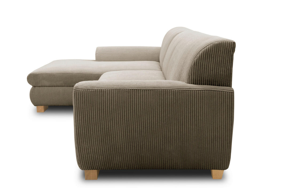 ECKSCHLAFSOFA NIKA Schlammfarben Webstoff  - Schlammfarben/Silberfarben, Basics, Holz/Textil (277/156cm) - MID.YOU