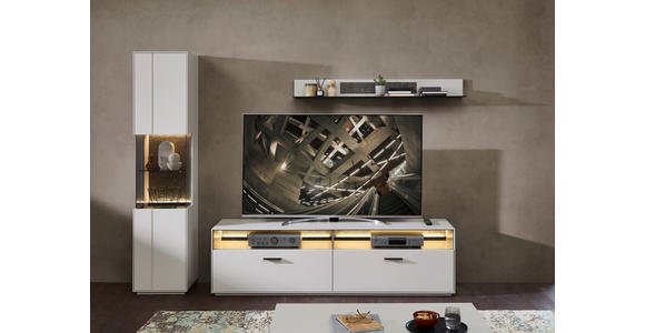 WOHNWAND 3-teilig in Anthrazit, Hellgrau, Sahara 275/204/45 cm - Anthrazit/Hellgrau, Design, Glas/Holzwerkstoff (275/204/45cm) - Novel