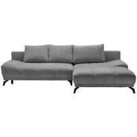 KOTNA SEDEŽNA GARNITURA, šenilja siva, temno siva  - temno siva/črna, Moderno, kovina/tekstil (290/182cm) - Hom`in