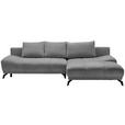 ECKSOFA Grau, Dunkelgrau Chenille Rückenkissen, Bettkasten, Schlaffunktion, Rücken echt  - Dunkelgrau/Schwarz, MODERN, Textil/Metall (290/182cm) - Hom`in