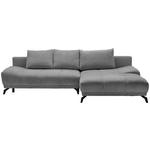 ECKSOFA Grau, Dunkelgrau Chenille Rückenkissen, Bettkasten, Schlaffunktion, Rücken echt  - Dunkelgrau/Schwarz, MODERN, Textil/Metall (290/182cm) - Hom`in