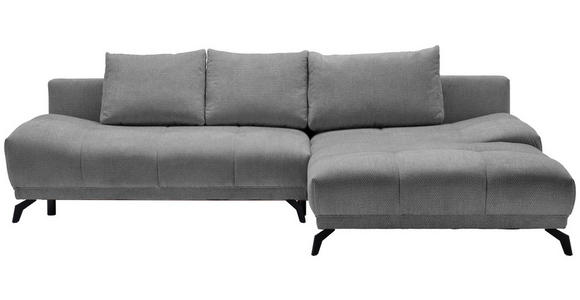 ECKSOFA Grau, Dunkelgrau Chenille Rückenkissen, Bettkasten, Schlaffunktion, Rücken echt  - Dunkelgrau/Schwarz, MODERN, Textil/Metall (290/182cm) - Hom`in