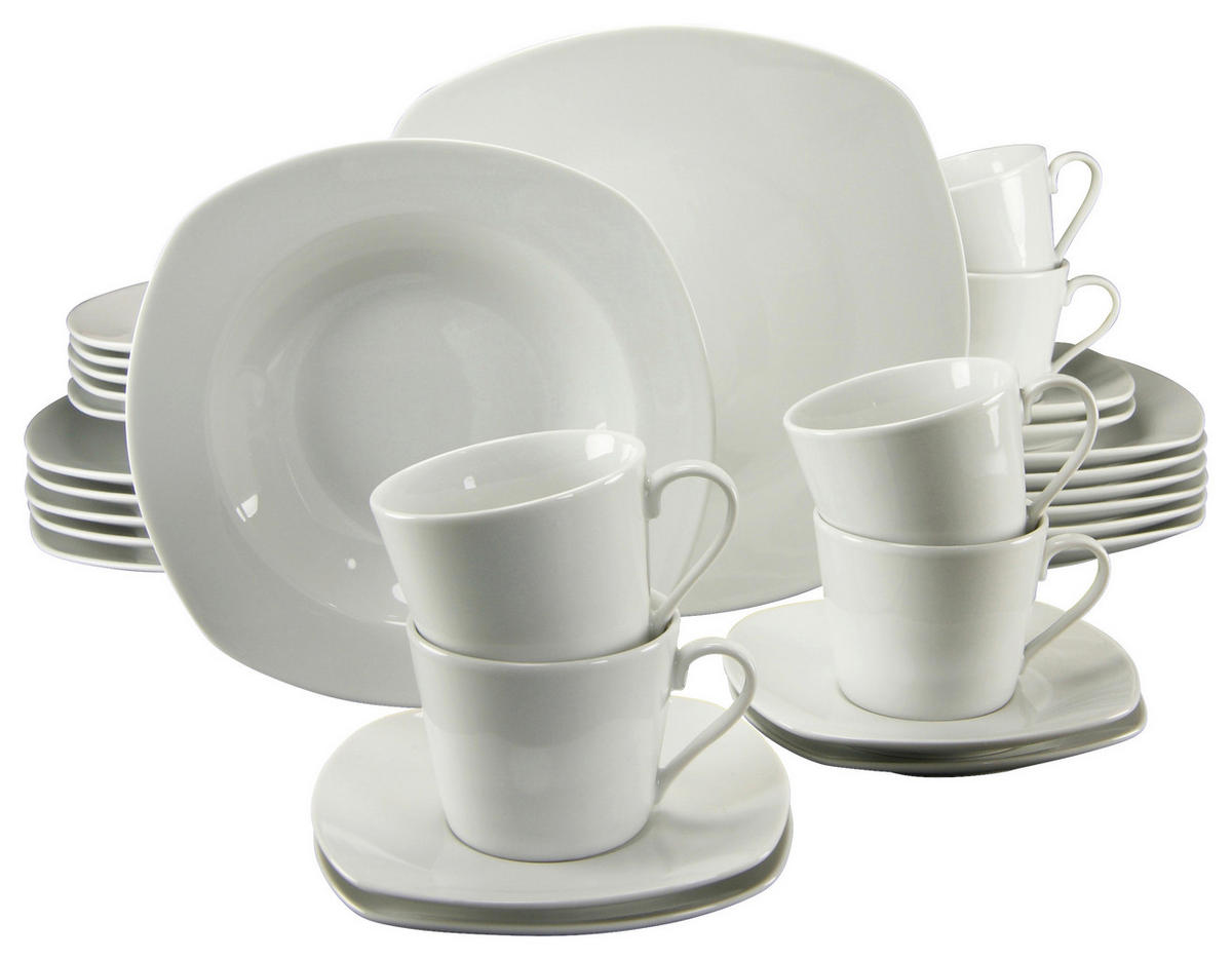 KOMBINOVANÁ SOUPRAVA, 30dílné, porcelán - bílá, Basics, keramika (34,4/29,2/35cm)