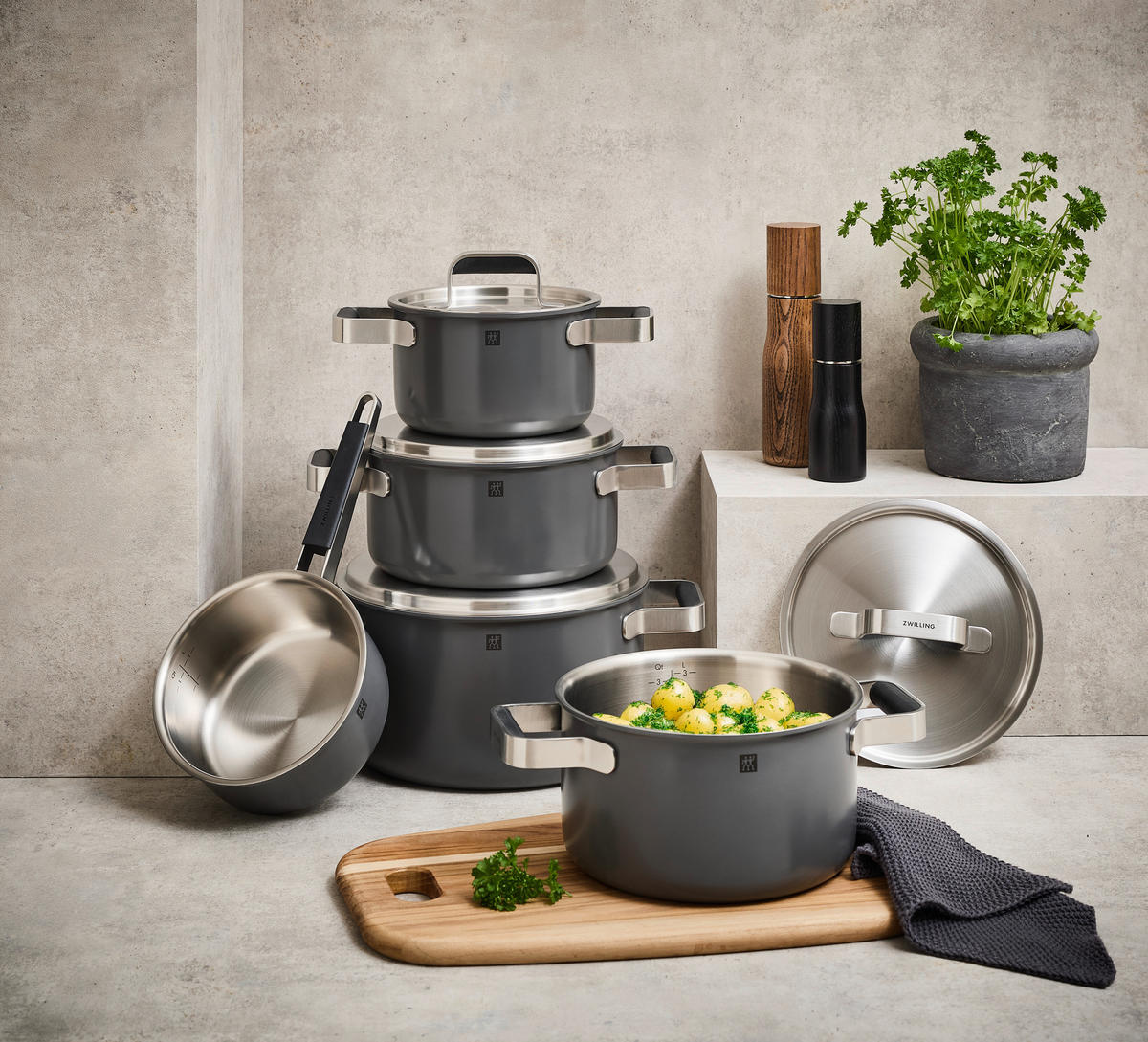 KOCHTOPFSET ZWILLING PURE 5-teilig  - Grau, Basics - Zwilling
