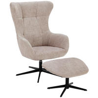 RELAXSESSELSET Chenille Hocker    - Beige/Schwarz, Design, Textil/Metall (73/107/80cm) - Welnova
