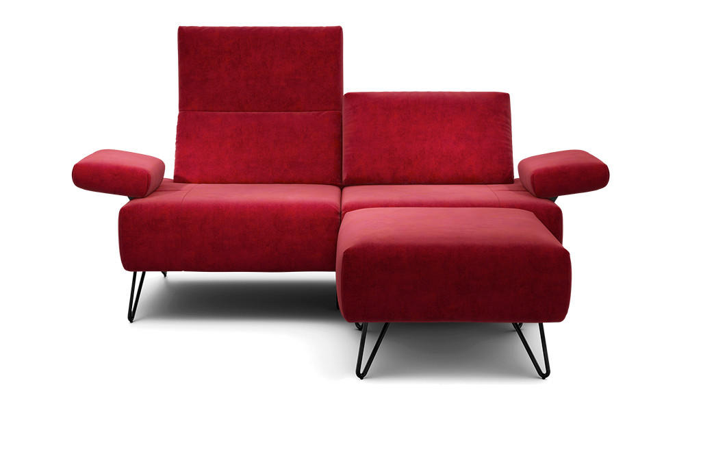 2-SITZER-SOFA in Samt Rot  - Rot/Schwarz, Design, Textil/Metall (164-194/85/86-94cm) - SENSOO