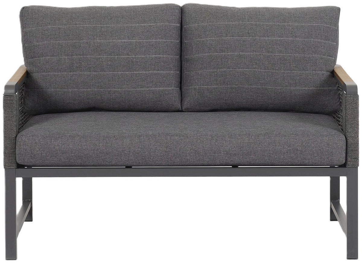 LOUNGESOFA 120/72/73 cm Aluminium  - Dunkelgrau/Naturfarben, Design, Kunststoff/Textil (120/72/73cm) - Ambia Garden