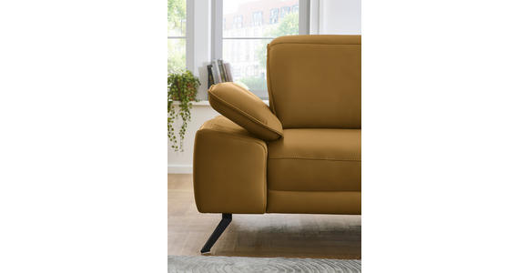 ECKSOFA in Echtleder Currygelb 332/193 cm - Currygelb/Schwarz, Design, Leder/Metall (332/193cm) - Dieter Knoll